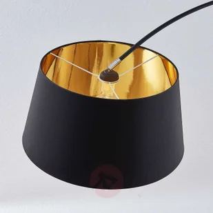 LINDBY Łukowa lampa podłogowa Esti tkanina, czarno-złoty - Lampy stojące - miniaturka - grafika 2