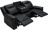 Sofy i kanapy - Vente-Unique pl Kanapa 3-osobowa KENNETH z elektryczną funkcją relax, ze skóry kolor czarny - miniaturka - grafika 1