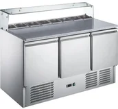 Stoły gastronomiczne - Stalgast Stół Chłodniczy do Pizzy 3-Drzwiowy z Nadstawką Szklaną 8x GN 1/6 402 L - miniaturka - grafika 1