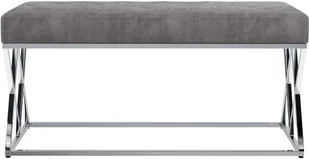 vidaXL Ławka, 97 cm, szara, aksamitna tkanina i stal nierdzewna vidaXL - Ławki do przedpokoju - miniaturka - grafika 4