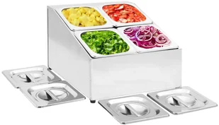 vidaXL Ekspozytor z 4 pojemnikami GN 1/6, stal nierdzewna vidaXL - Pojemniki i kosze gastronomiczne - miniaturka - grafika 9