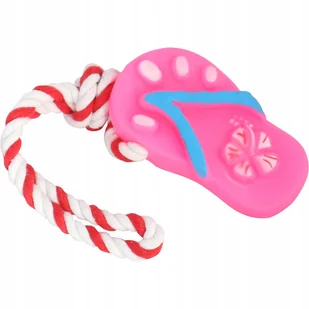 Gryzak piszczący różowy laczek ze sznurkiem - Zabawki dla psów - miniaturka - grafika 3