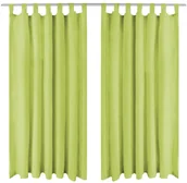 Zasłony - vidaXL Zasłony z mikrosatyny, 2 szt., pętelkami, 140x245 cm, zielone - miniaturka - grafika 1