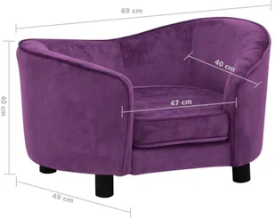 Vidaxl Lumarko Sofa dla psa, burgundowa, 69x49x40 cm, pluszowa 171024 - Legowiska dla psów - miniaturka - grafika 9