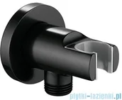 Akcesoria do armatury i ceramiki - OMNIRES przyłącze kątowe mosiężne z uchwytem na słuchawkę czarne 8873BL W magazynie) - miniaturka - grafika 1