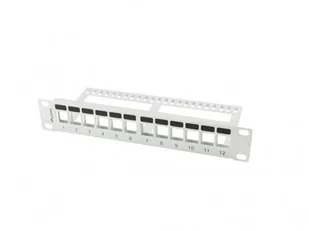 Lanberg PATCH PANEL PUSTY 12 PORT 1U 10&quot Z ORGANIZEREM DO MODUŁÓW KEYSTONE SZARY PPKS-9112-S - Akcesoria do szaf serwerowych - miniaturka - grafika 2