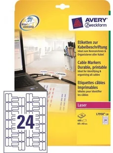 Avery Zweckform Etykiety do oznaczania kabli Zweckform 60 x 40 mm do drukarek laserowych 24 etykiet/a4 ZW276 - Etykiety do drukarek - miniaturka - grafika 2