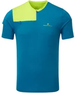 Koszulki sportowe męskie - RONHILL RONHILL Koszulka biegowa męska TECH ULTRA 1/2 ZIP TEE niebiesko-żółta - miniaturka - grafika 1