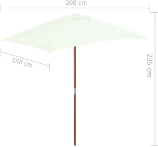 vidaXL Parasol ogrodowy na drewnianym słupku, 150 x 200 cm, piaskowy - Parasole ogrodowe - miniaturka - grafika 9