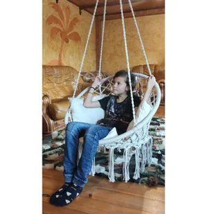 SASKA GARDEN Hamak ażurowy fotel wiszący 80x60cm luxe z poduszką ecru 1026947 - Fotele ogrodowe wiszące - miniaturka - grafika 14