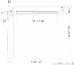 Schedpol Schedline brodzik posadzkowy podpłytkowy z odpływem liniowym slight steel 80x80x5/12cm 10ST.1S2-8080 - Syfony - miniaturka - grafika 2