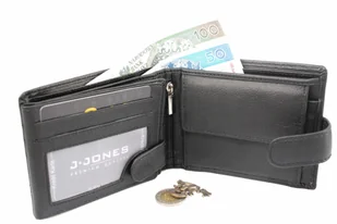 Wild Portfel Męski Skórzany JENNIFER JONES Skóra Licowa Duży Poziomy Z Zapięciem 5315 RFID - Portfele - miniaturka - grafika 3