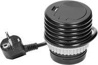 Listwy zasilające - Gniazdo meblowe 6cm wpuszczane w blat z pokrywką, ładowarką USB i przewodem 1,9m, 1x2P+Z, 1xUSB, czarne, wersja Sch OR-AE-1373(GS)/B - miniaturka - grafika 1