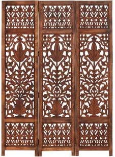 vidaXL vidaXL Parawan 3-panelowy, rzeźbiony, brązowy 120x165 cm, drewno mango - Parawany - miniaturka - grafika 10