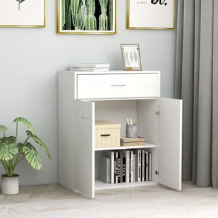 vidaXL Szafka, biała, 60 x 30 x 75 cm, płyta wiórowa - Komody - miniaturka - grafika 3