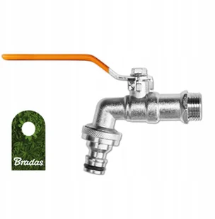 BRADAS Kran kulowy mosiężny 1/2"" GZ 3/4"" na wąż 1/2"" + nypel GKK0412 3189 GKK0412 - Inne akcesoria do nawadniania - miniaturka - grafika 2
