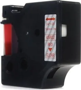 Dymo JetWorld Taśma D1 Czerwony na Przezroczystym 19mm x 7m 45802) S0720820) stron JWT-D45802N - Taśmy do drukarek barwiące - miniaturka - grafika 2