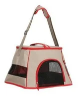 Transportery dla kotów - Zolux Torba transportowa HAPPY CAT 440x320x290 kolor jasnobrązowo czerwony - miniaturka - grafika 1