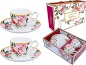 Filiżanki - Carmani Kpl 2 filiżanek espresso ze spodkami Róże 840-1731 [E-51626] - miniaturka - grafika 1