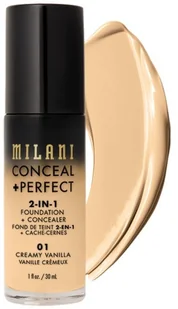 MILANI MILANI - CONCEAL + PERFECT - 2-IN-1 FOUNDATION+CONCEALER - Podkład kryjący do twarzy - 01 CREAMY VANILLA MILPDTW-DOTW - Podkłady do twarzy - miniaturka - grafika 2