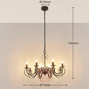 Lampenwelt CALEB - żyrandol w stylu dworkowym, 8-pkt. - Lampy sufitowe - miniaturka - grafika 4