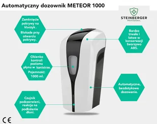 Agi.pl reklama Dozownik automatyczny płynów dezynfekcyjnych METEOR 1000 ml - Dezynfekcja Agi.pl reklama Dozownik automatyczny płynów dezynfekcyjnych METEOR 1000 ml - Dezynfekcja - miniaturka - grafika 3