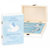 Sztućce dla dzieci - Murrano Zestaw Sztućców Dla Dzieci W Drewnianym Etui Nadruk Na Chrzciny SZT-ANIMALS_DRW-UV-026 - miniaturka - grafika 1