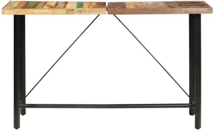 vidaXL 9-cz. zestaw mebli barowych, drewno z odzysku, skóra i płótno - Stoły z krzesłami - miniaturka - grafika 3