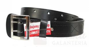 WIREX (PL) Wojskowy Pas Męski Skórzany OFICER RUBIN (PL) Skóra Licowa CZARNY Super Wytrzymały Z Płytką I Przeszyciami PO45CC - Paski - miniaturka - grafika 2