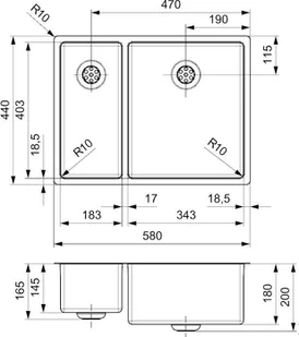 Reginox NEW YORK 18x40 + 34x40 - Zlewozmywaki - miniaturka - grafika 2