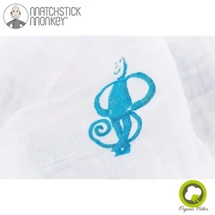 Matchstick Monkey Matchstick Monkey, Otulacz z gryzakiem, bawełniany, Niebieskie Małpki, 120x120 cm, 2 szt. - Otulacze - miniaturka - grafika 5