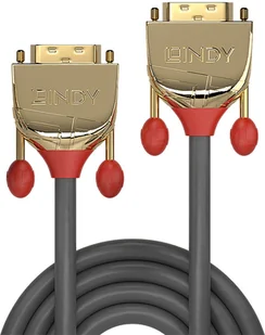 Lindy złoty kabel DVI Dual Link DVI-D (M)/DVI-D (M) 50 cm kciukiem ze śrubkami szary (36200) 36200 - Kable komputerowe i do monitorów - miniaturka - grafika 3