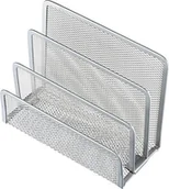 Przyborniki na biurko - Helit H2518300 stojak na listy z metalowej siatki, 3 przegrody, kolor: srebrny H2518300 - miniaturka - grafika 1