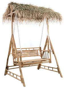 vidaXL 2-os huśtawka ogrodowa bambus i liście palmy poduszka 202cm 3063934 - Huśtawki - miniaturka - grafika 2