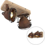 Lampy sufitowe - QAZQA Industrialny spot regulowany rdza drewno 2-źródła światła - Gina - miniaturka - grafika 1
