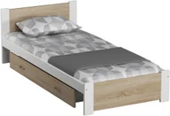 Łóżka - Magnat Meble Łóżko DMD3 90x200 Białe + dąb sonoma z materacem i szufladą - miniaturka - grafika 1