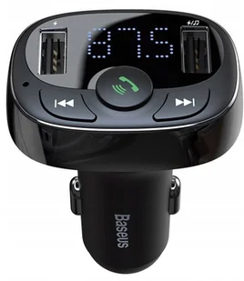 Baseus T Ładowarka samochodowa 2 x USB 2.4 A + transmiter FM czarny) 10_13738 - Ładowarki samochodowe - miniaturka - grafika 3