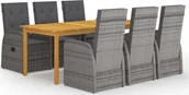Meble ogrodowe - vidaXL 7-częściowy zestaw mebli ogrodowych szary 3067906 - miniaturka - grafika 1