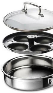 Le Creuset Patelnia Sauté 3-Ply Z Wkładem Do Przyrządzania Jajek W Koszulkach I Szklaną Pokrywką silber - Patelnie - miniaturka - grafika 4