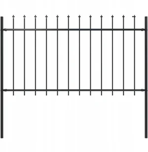 Vidaxl ogrodzeniowe z grotami, stal, 1,7 x 1 m, czarne - Ogrodzenia - miniaturka - grafika 2