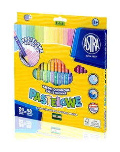 ASTRA Kredki Astra Ołówkowe Trójkątne Dwustronne Pastelowe 24 Sztuk 48 Kolorów - Przybory szkolne - miniaturka - grafika 2