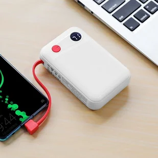 BOROFONE Borofone power bank 10 000 mAh 37Wh z wyświetlaczem LCD i kablem USB-C biały BFO-BT24-C-W - Powerbanki - miniaturka - grafika 4