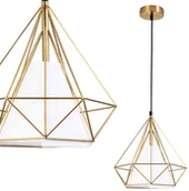 Lampy sufitowe - Polux Loftowa LAMPA wisząca HIRA 318503 abażurowy zwis do pokoju złoty biały 318503 - miniaturka - grafika 1