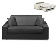 Sofy i kanapy - Vente-Unique 2-osobowa kanapa z ekspresowym mechanizmem rozkładania z materiału skóropodobnego EMIR - Kolor: czarny - Miejsce do spania: 120 cm - Materac 14 cm - miniaturka - grafika 1