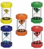 Zabawki interaktywne dla dzieci - Relaxdays XXL klepsydra zestaw, 5 x klepsydra dla dzieci, czas nauki, 1 min, 5 min, 10 min, 15 min, 30 min, nietłukące, kolorowe - miniaturka - grafika 1