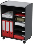 Systemy ekspozycyjne i znaki informacyjne - PAPERFLOW Organizer mobilny PAPERFLOW 9 półek otwartych 72x51,4x33cm czarny z szarym blatem PFDC09N0102-05 - miniaturka - grafika 1