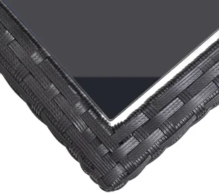 vidaXL Stół ogrodowy, czarny, 110 x 53 x 72 cm, szkło i polirattan - Stoły ogrodowe - miniaturka - grafika 5