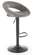 Taborety i hokery - Halmar Hoker krzesło barowe szary velvet H102 regulowana czarna noga - miniaturka - grafika 1