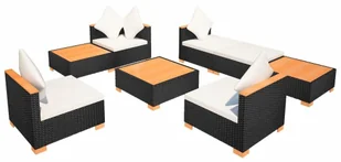vidaXL Zestaw mebli do ogrodu, 18 części, czarny polirattan, blat WPC - Meble ogrodowe - miniaturka - grafika 5