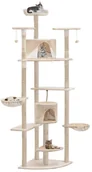 Drapaki dla kotów - vidaXL Drapak dla kota z sizalowymi słupkami, 203 cm, beżowo-biały - miniaturka - grafika 1